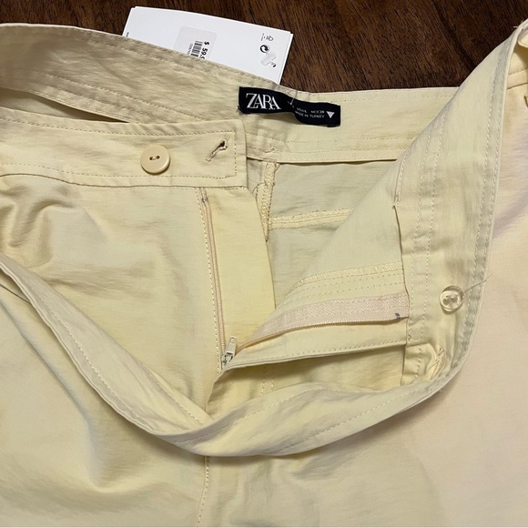 NWT ZARA BUTTER YELLOW BELTED BARREL PANTS L ASYMMETRICAL TIE STREETWEAR - Picture 14 of 14